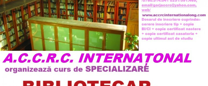 imagine Curs de calificare: BIBLIOTECAR -STUDII SUPERIOARE