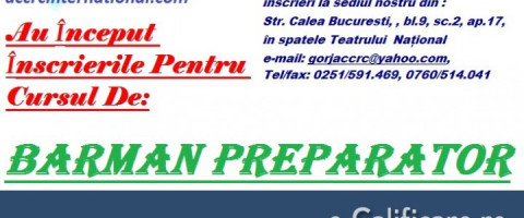 Curs: Barman Preparator, Craiova, jud. Dolj