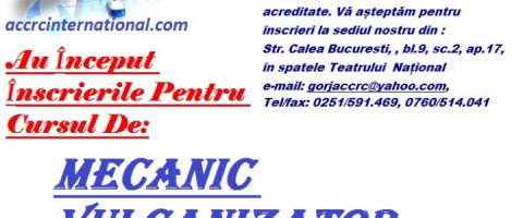 Imagine prezentare CURS MECANIC VULCANIZATOR