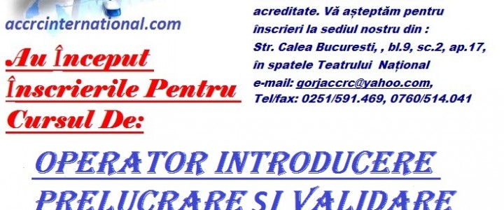 imagine CURS OPERATOR INTRODUCERE PRELUCRARE ȘI VALIDARE DATE