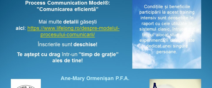 imagine Program online în sistem one-to-one: Process Communication Model® ~ "Comunicarea eficientă"